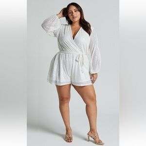NWT White Sequin Long Sleeve Romper